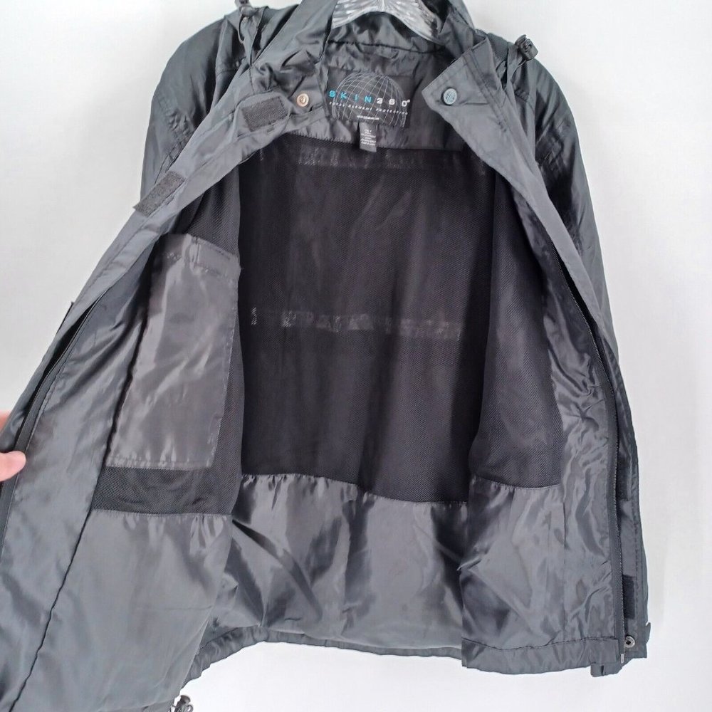 SKIN360 M 2 Piece Set Suit Jacket Pants Hidden Hood Full Zip Pockets Wind Proof - Picture 5 of 16